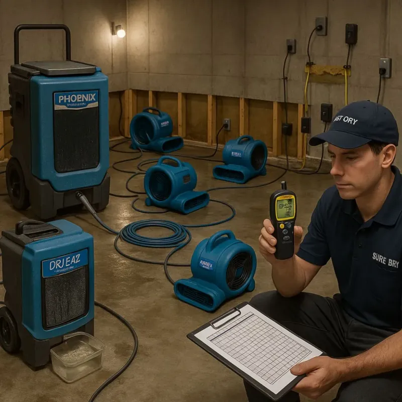 Structural Drying and Dehumidification process in Canyon Day, AZ